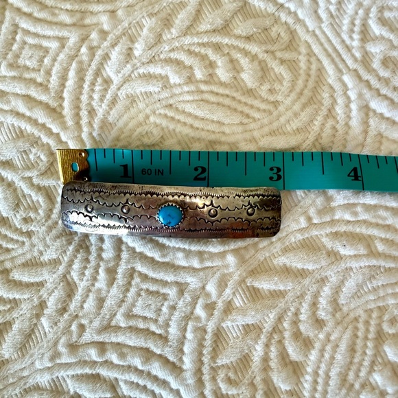 Vintage Silver and Turquoise 3” Hair Barrette - Picture 5 of 12